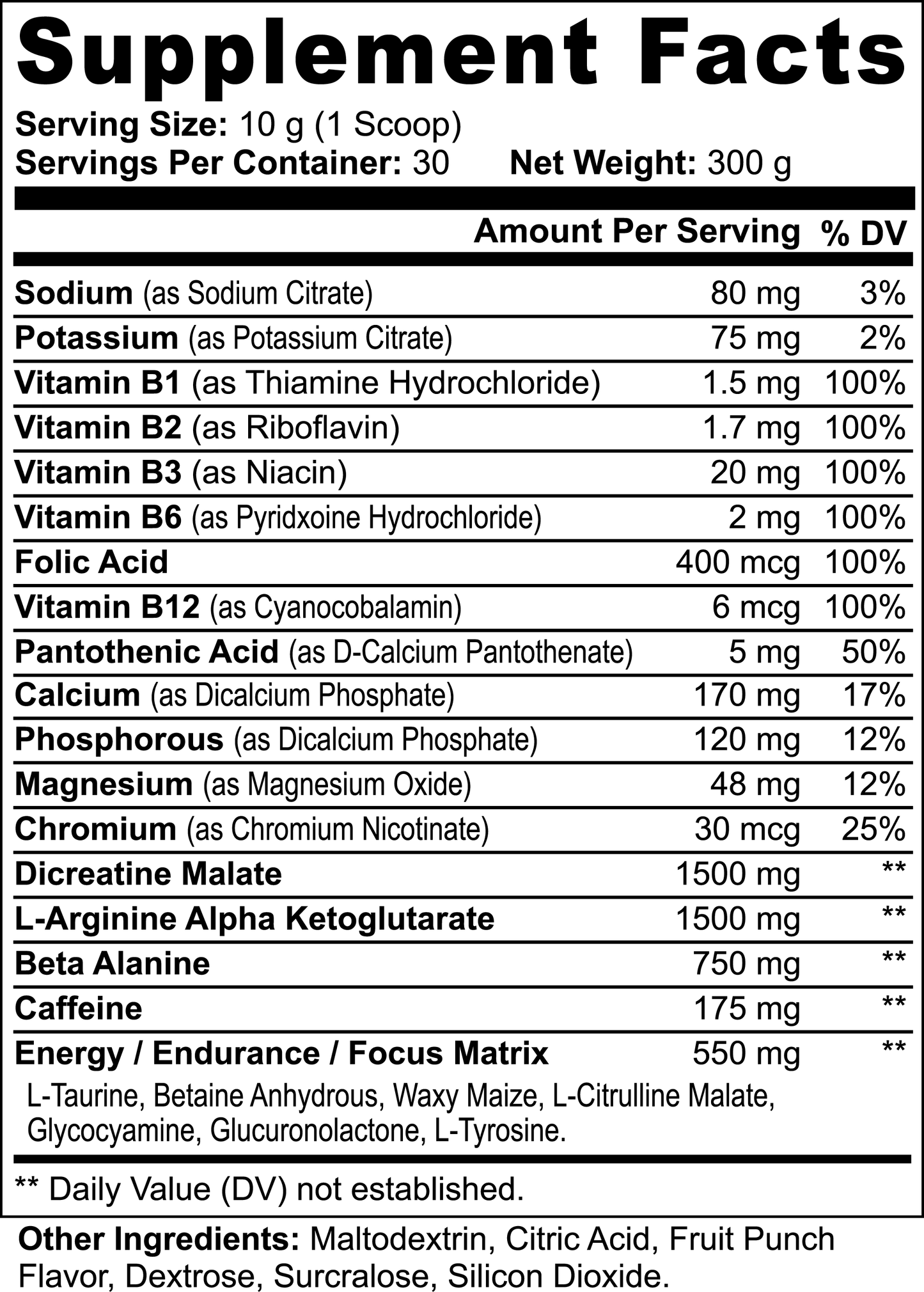 Zeus' Nitric Shock Pre-Workout Powder (Fruit Punch)