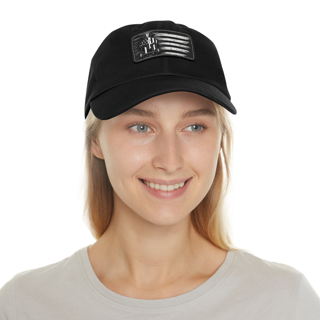 Patriot Blackout Dad Hat / Leather Patch