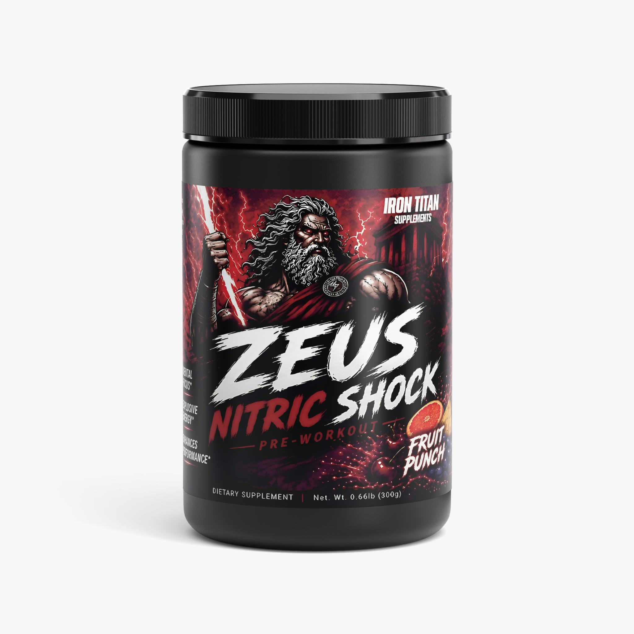 Zeus' Nitric Shock Pre-Workout Powder (Fruit Punch)