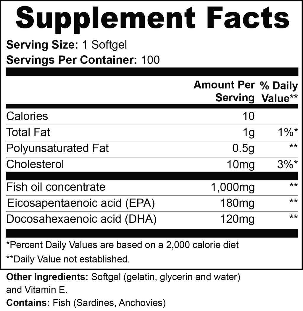 Poseidon's Omega-3 EPA 180mg + DHA 120mg