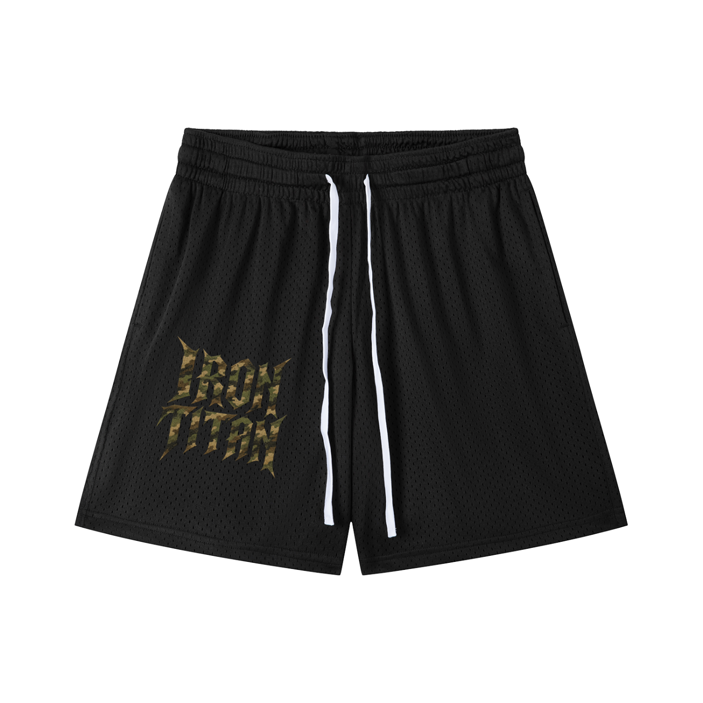 Iron Titan Drawstring Shorts (Black/Camo)
