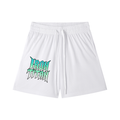Mesh Drawstring Shorts (White/Aqua)