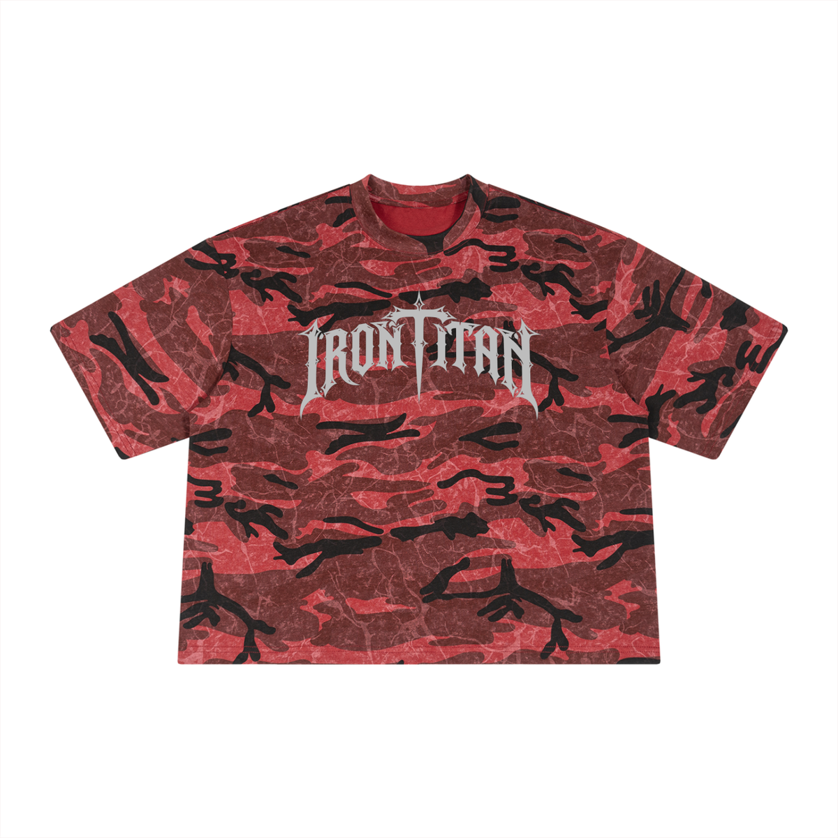 Unisex Red Titan Boxy Camo Print T-Shirt