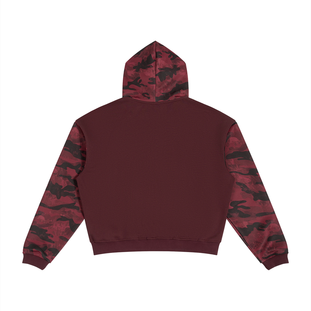 Unisex Blood War Colorblock Camo Full Zip Boxy Hoodie