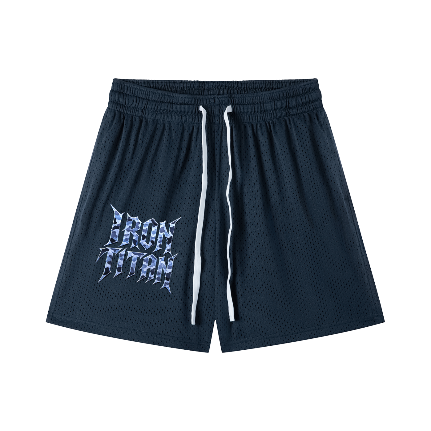 Iron Titan Drawstring Shorts (Navy Blue/Overcast Camo)