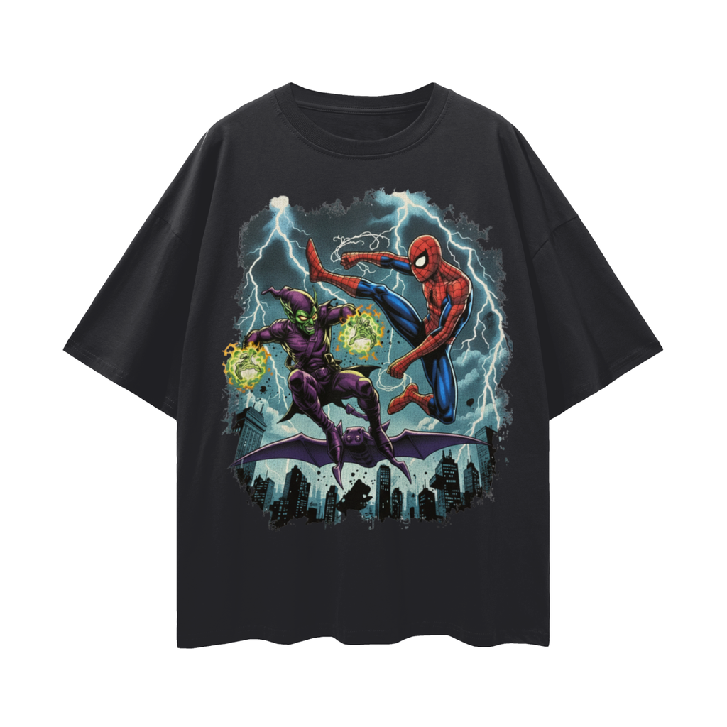 Oversize Spiderman vs Green Goblin Drop Shoulder Tee - 190 GSM