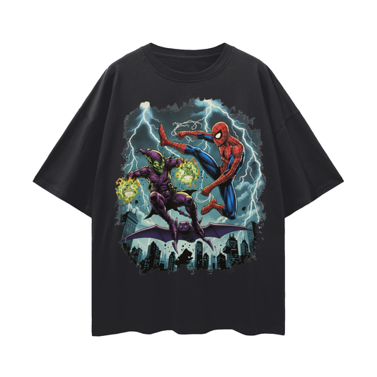 Oversize Spiderman vs Green Goblin Drop Shoulder Tee - 190 GSM