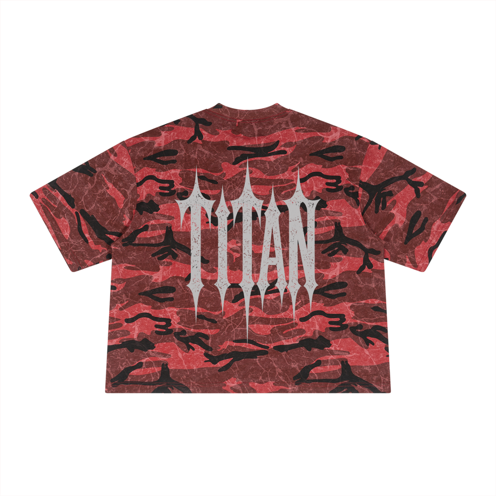 Unisex Red Titan Boxy Camo Print T-Shirt