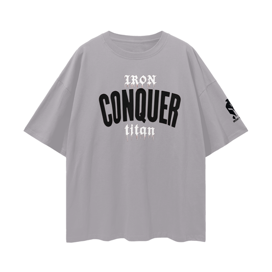 Oversize CONQUER Deep Drop Shoulder Tee - 190 GSM